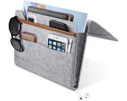 Jumada's Nachtkastje Opbergtas - Bedopberger - Tijdschriftenhouder - Opbergzak - Bed Opbergzak - Bank Opbergzak - Magazijn Opberger - Tablet Opberger - Multifunctionele Organizer - Grijs