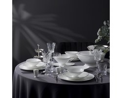 Jumbo Moon Platin - Serviesset 64-delig – 12 Personen – Wit/Zilver – Luxe New Bone Dinerservies met Schalen en Soepterrine