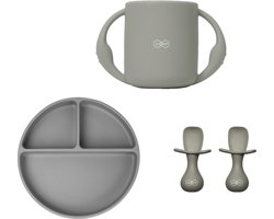 JU&MP Kinderserviesset - 3-delig - Baby - Kraamcadeau - Grijs