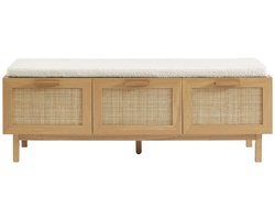 JUNE - Halbank met schoenenopbergruimte van hout en rotan L140cm