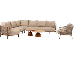 June Martinique modulaire hoek loungeset 6 delig teak amber 4 Seasons Outdoor