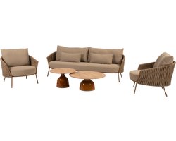 June Molina stoel bank loungeset 5 delig teak amber 4 Seasons Outdoor