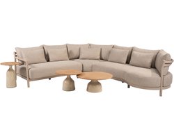 June Mykonos modulaire hoek loungeset 6 delige teak latte 4 Seasons Outdoor