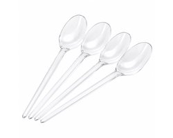 Jungengel Wegwerp Lepels 100 Stuks Transparant 17 cm - Hardplastic Dessertlepels Kunststof Lepeltjes - Feestlepels voor Toetjes IJs Yoghurt Fruit Taart - Verjaardag Buffet Catering Picknick Horeca Feest