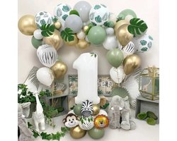 Jungle Ballonnen Set 52 stuks - Eerste Verjaardag - Ballonnen Set - Groen - Versiering 1 Jaar - Verjaardag Versiering - Jongen/Meisje - Jungle Thema - First Birthday Balloon Set 52 PCS - Safari - Baby/Kind - Kinder Verjaardag - Feest Decoratie