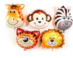 Jungle Decoratie Ballonnen - Verjaardag Versiering - Babydouche Set 5 XXL Dieren - safari ballon - Dieren ballon - Gekleurde Ballonnen