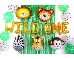 Jungle Decoratie Verjaardag Versiering - Babydouche Thema Pakket voor eerste verjaardagen, kinderverjaardag, safari feest met dieren ballonnen - 1st verjaardag