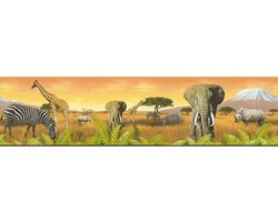 JUNGLE DIEREN BEHANGRAND - Meerkleurig Geel Oranje - Kinderkamer - AS Creation Only Borders