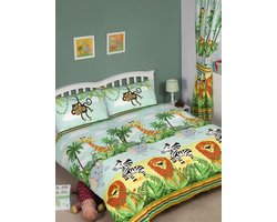 Jungle Dieren - Tweepersoons dekbedovertrek - Multi colour - Oerwoud dekbed - 200 x 200 cm.