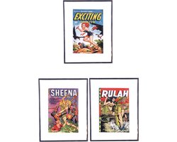 Jungle Girls (Vintageposters – 3 stuks) (Stripboek, Comic Art, Posters, Kunst, Wall Art Vintage)