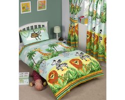 Jungle Oerwoud dekbedovertrek - eenpersoons - dekbed wilde dieren - geschikt voor 140 x 200 cm.