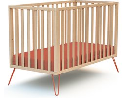 JURABABY Kinderbed ONLY in hout Beuken en Terracotta 60 x 120 cm