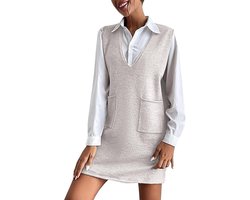 Jurk voor dames, voor strand, zomer en vakantie, maxi schoudervrij, mouwloos, van satijn en tule, klassiek design, trendy patroon, chic, elegant en comfortabel, stijl voor dames, A26