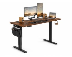 Jurrys Bureau - Zit sta bureau - Gaming bureau - Werktafel - Ergonomisch - Elektrisch verstelbaar - Ruim - 160x60x120cm - Zwart hout