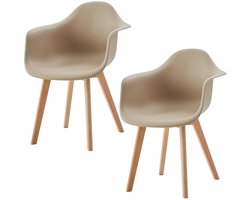 Jurrys Eetkamerstoelen - Zetel - Keukenstoelen - Zitmeubels - Set van 2 - Comfortabel - Populair - Beige - 47x61.5x81.5cm