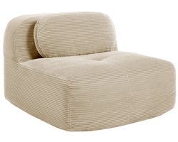 Jurrys Poef Ribstof Beige – Grote Zitpoef / Voetenbank – 103x90x70 cm – Comfortabele Lounge Poef - modern design - Extra zit
