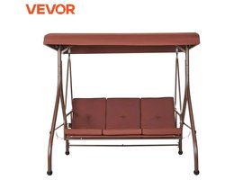 Jurrys Schommelbank - Buiten - Rood - Schommelstoel - 3 Zittingen - Terras - Tuinbank - Tuinset - Luifel - Comfort
