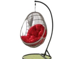Jurrys Stoelkussen - Buiten - Binnen - Tuin - 80cm x 110cm - Rond - Schommel - Egg hangstoel - Zitkussen - Rood
