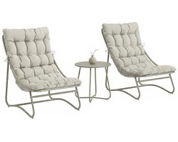 Jurrys Tuinset - Bistroset - Terrasmeubels - Loungeset - Compact - Lichtgewicht - Weerbestendig - Lichtgrijs - 87x62x86cm