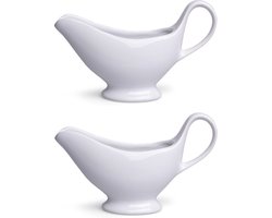 Juskom/sauskom/sauciere - 2x - 7 x 21 x 11,5 cm - porselein - juskannen - sauskannen - saucieres