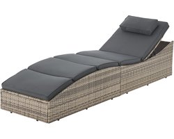Juskys Ligbed / Zonnebed Lamia - Lichtgrijs - Polyrotan - Verstelbare rugleuning