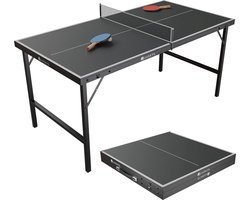 Juskys Mini Tafeltennistafel Flexi - Zwart / Zilver - 152 x 71 x 71 cm - Incl. Toebehoren