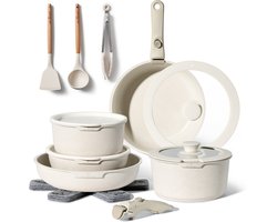 Just Perfecto 18 Delige Pannenset Inductie - Afneembare Handgreep - Pannenset Met Deksel Voor Alle Warmtebronnen - Pannen Zonder PFOA - PFAS