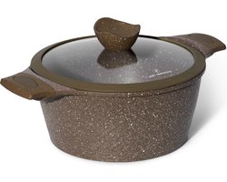 Just Perfecto - Braadpan Met Deksel 24 cm - Softtouch Koudgreep - Sudderpan geschikt Voor Alle Warmtebronnen - Braadpan Inductie Keramisch Coating Braadpan - Casserole Met Anti-aanbaklaag Non-Stick - Bakpan