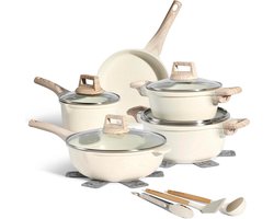 Just Perfectto inductie pannenset met deksels voor inductie koken - aluminium kookpannenset zonder PTFE - antiaanbaklaag. pannenset