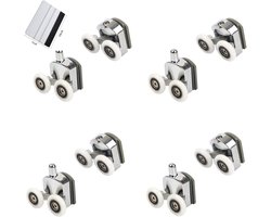 JustValue Douchedeur Wieltjes Set - 8 Stuks - Voor Glasdikte van 4 t/m 6 MM - Douchecabine Wielen Ø 23 MM - Zilverkleurig
