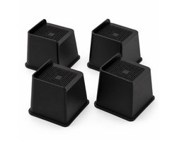 JustValue L-vormige Meubelverhogers 10,2 cm - 4 Stuks - Voor Bed, Bank en Tafel - Zwart