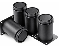 JustValue Meubelpoten Rond Metaal - 8 cm - Verstelbaar - Set van 4 - Zwart - Meubelvoeten