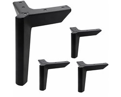 JustValue Meubelpoten - Tafelpoten Set van 4 - 10,2 cm - Driehoek Design - Zwart Gepoedercoat Staal - Korte Zware Poten - Geschikt voor Salontafel, Kast, Bank & DIY Projecten