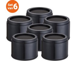 JustValue Meubelverhoger Set - 8 cm - Max. 4535 kg Per Poot - Set van 6 - Verstelbaar - Modern Zwart Design - Rond - Stoelverhogers Volwassenen