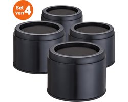 JustValue Meubelverhoger set - 8 cm - Max. 4535 kg Per Poot - Verstelbaar - Modern Zwart Design - Rond - Stoelverhogers - Stoelverhogers Volwassenen