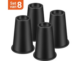 JustValue Meubelverhogers - Bedverhogers - Bedklossen - Set van 4 - 20 cm Verhoging - Rond - Antislip - Geschikt voor Bed, Stoel, Bank, Bureau, Kast en Tafel - Zwart