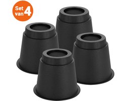 JustValue Meubelverhogers Rond – Set 4-delig – 15 cm Hoog – Antislip – Geschikt voor Poten tot 15 cm – Bed - Tafel - Stoel - Kast - Verhogers - Zwart