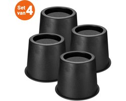 JustValue Meubelverhogers Rond – Set 4-delig – 7.6 cm Hoog – Antislip – Geschikt voor Poten tot 7.6 cm – Bed - Tafel - Stoel - Kast - Verhogers - 499 kg Draagkracht - Zwart