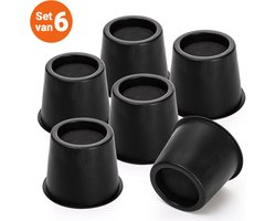 JustValue Meubelverhogers Rond – Set 6-delig – 7.6 cm Hoog – Antislip – Geschikt voor Poten tot 7.6 cm – Bed - Tafel - Stoel - Kast - Verhogers - 499 kg Draagkracht - Zwart