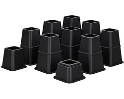 JustValue Meubelverhogers - Set van 18 - Voor Maximaal 9 Poten - 8, 13 of 20 cm - Zwart