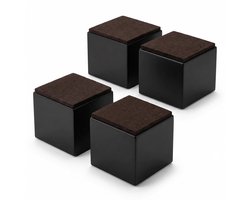 JustValue Meubelverhogers - Set van 4 - 6x6x5 cm - Zwart - met Zelfklevend Vilt - 2270 kg per poot - Geschikt voor Bank, Bed, Stoel en Kast - Ruimte voor Robotstofzuiger