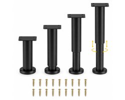 JustValue - Verstelbare meubelpoten - Set van 4 - 18-31 cm - Zwart - Bedpoten