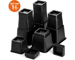 JustValue Verstelbare Meubelverhoger set - 7.6, 10, 12.7, 15.2, 17.8, 20.3, 22.9, 25.4, 27.8, 30,2 cm - Max. 567 kg - Modern Zwart Design