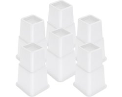 JustValue Verstelbare Meubelverhoger set - Geschikt voor 6 Poten - Stoelverhogers - Bedklossen - Tafelverhogers - 8, 11, 20 cm - Max. 600 kg - Wit