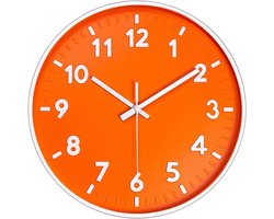 JustValue Wandklok Modern - Ø 25 cm - Stil Uurwerk - Klok Analoog - Oranje