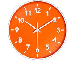 JustValue Wandklok Modern - Ø 30 cm - Stil Uurwerk - Klok Analoog - Oranje