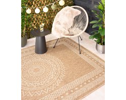 Jute buitenkleed - Boho Mandala beige/wit 80x150 cm