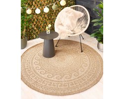 Jute buitenkleed rond - Sunset Shores beige/wit 160 cm