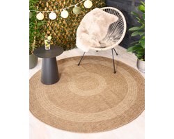 Jute buitenkleed rond - Sunset Spirit beige/wit 120 cm