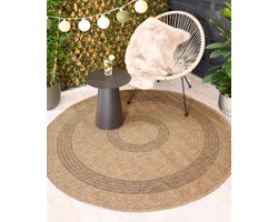 Jute buitenkleed rond - Sunset Spirit beige/zwart 120 cm rond